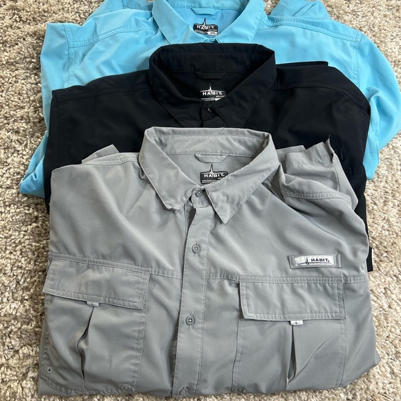 Habitat Other - Habitat Men's Lightweight fishing shirts lot of 3 - Black, Gray, Blue
